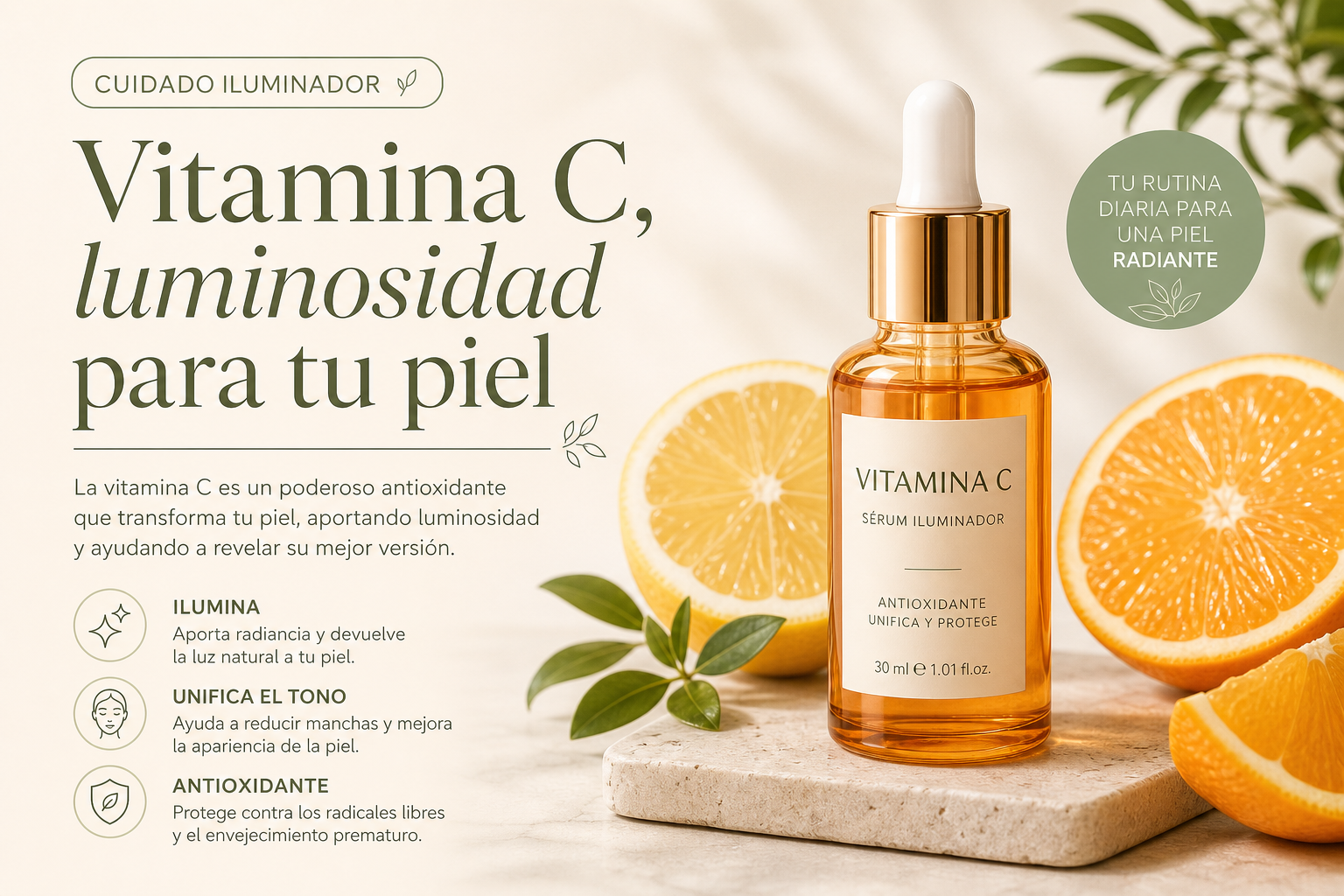 Vitamina C, luminosidad para tu piel