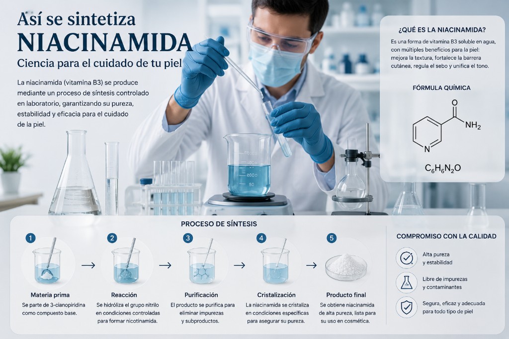 Proceso de sintesis de niacinamida y criterios de calidad
